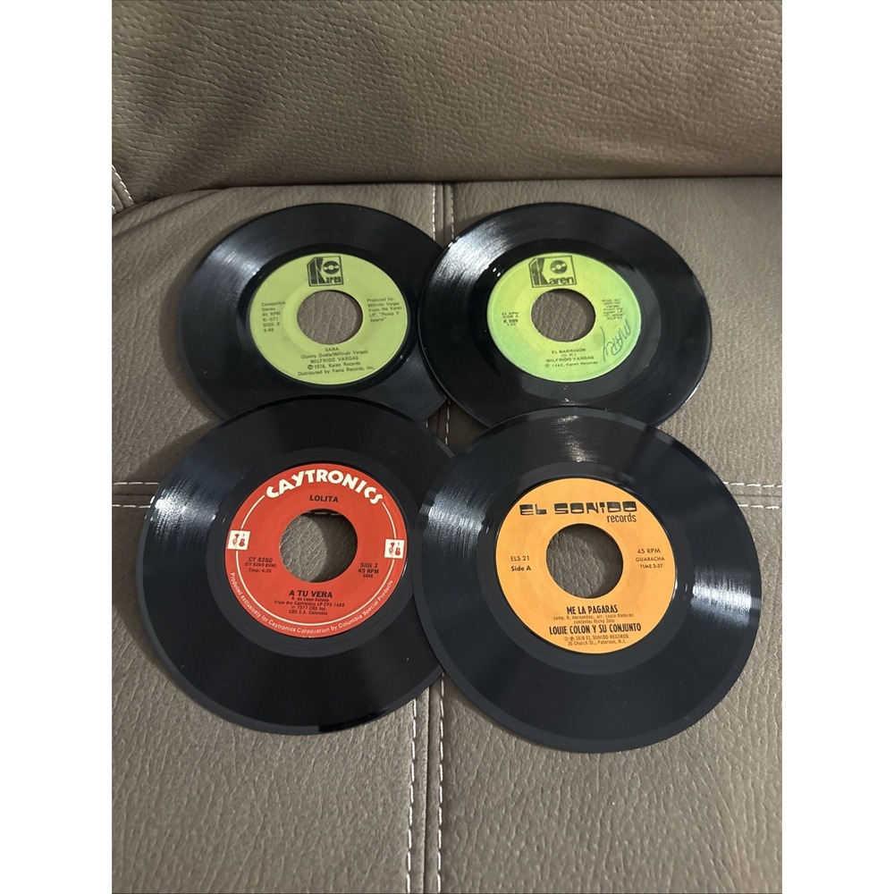 4x Latin 7" 45 RPM Lot Wilfrido Vargas Louie Colon Lolita Salsa Merengue VG